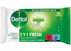 Dettol Fresh 2in1 Disinfecting Wipes for Hands and Surfaces 15 pieces