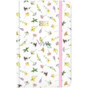 Albi Pocket Diary 2024 with rubber band Flowers 9,3 x 15 x 1,3 cm