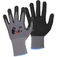 Ica Work Gloves, Nitrile Coated Grey-Black, Size 7, 1 Pair