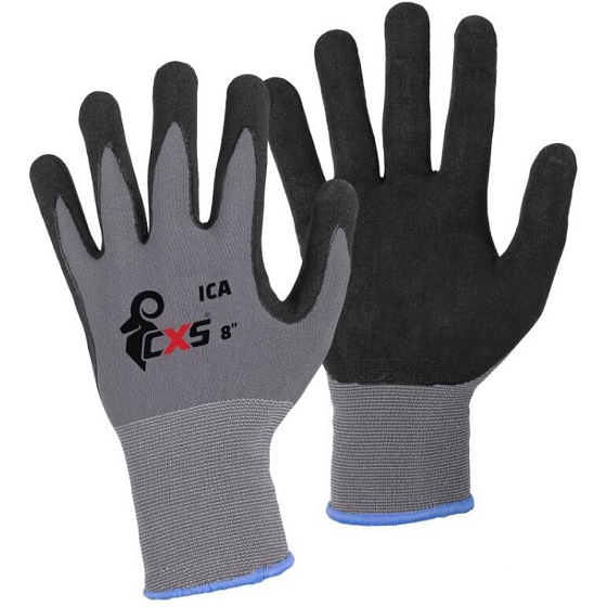 Ica Work Gloves, Nitrile Coated Grey-Black, Size 7, 1 Pair