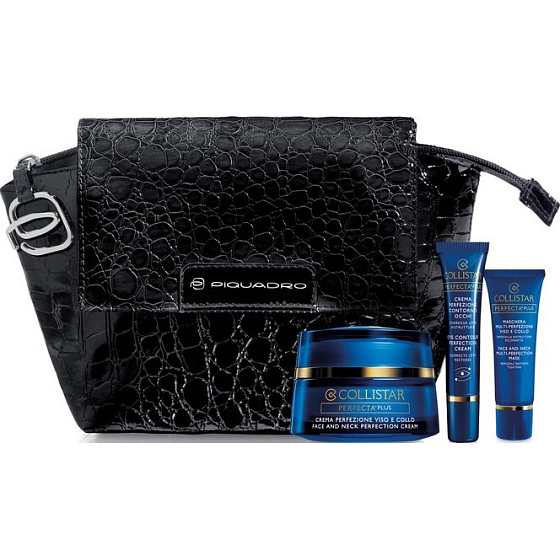 Collistar Perfecta Plus cream for perfect skin for face and neck 50 ml + cream around the eyes 8.5 ml + face mask 20 ml + bag, cosmetic set