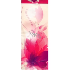 Nekupto Gift paper bag for a bottle 36 x 12 x 9 cm White-pink with a flower ALH