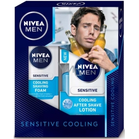 Nivea Men Sensitive Cooling shaving foam 200 ml + aftershave balm 100 ml, cosmetic set