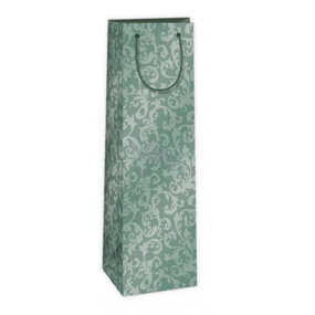Ditipo Gift paper bottle bag 12.3 x 7.8 x 36.2 cm green lace pattern