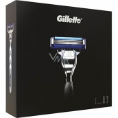 Gillette Mach 3 Turbo strojek + 2 × náhradní hlavice + gel na holení 75 ml + Cestovní pouzdro, kosmetická sada