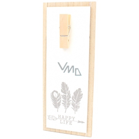 Nekupto Home Decor Wooden Board with Clip White 30 x 12 cm