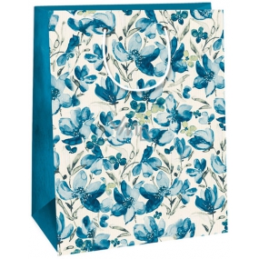 Ditipo Kraft gift bag 22 x 10 x 29 cm white, blue flowers