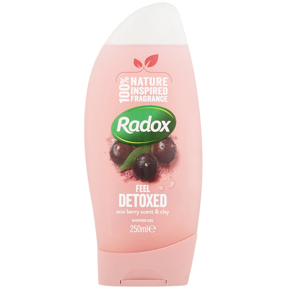 Radox Feel Detoxed revitalizing blend of clay and Acai berry scent invigorating shower gel 250 ml