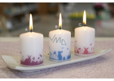 Lima Bunnies in the grass blue candle white cylinder 50 x 70 mm 1 piece