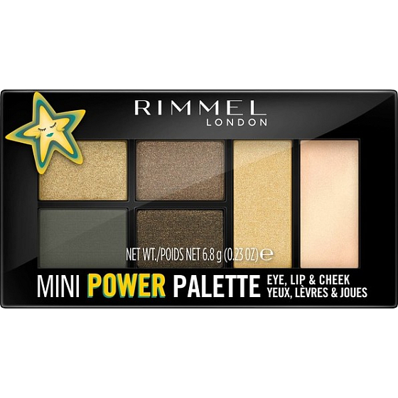 Rimmel London Mini Power Palette eyeshadow, lips, and face palette 005 Boss Babe 6.8 g