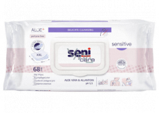Seni Care Sensitive Aloe Vera and Allantosin pH 5.5 intimate wet wipes for adults and children 30 x 20 cm, 68 pieces