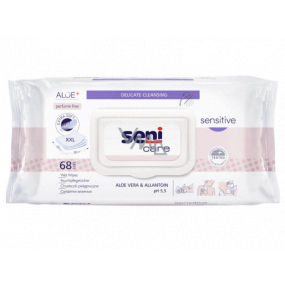 Seni Care Sensitive Aloe Vera and Allantosin pH 5.5 intimate wet wipes for adults and children 30 x 20 cm, 68 pieces