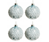 Light blue glass flasks with white beads set 8 cm, 4 pieces in a package