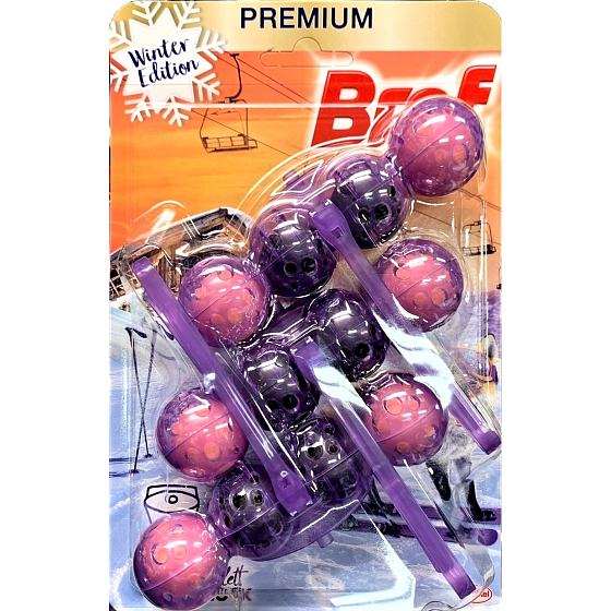 Bref Color Aktiv Skiing Fox toilet block for hygienic cleanliness and freshness of your toilet, colors the water in a purple shade 3 x 50 g