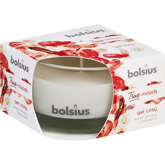 Bolsius True Moods Get Cosy Baked Apple & Cinnamon - Baked Apple and Cinnamon scented candle in glass 90 x 63 mm