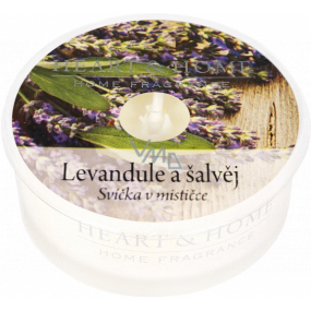 Heart & Home Lavender and sage Soy scented candle in a bowl burning time up to 12 hours 38 g