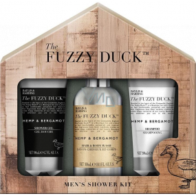 Baylis & Harding The Fuzzy Duck Men´s Hemp & Bergamot cleansing gel for body and hair 300 ml + shower gel 200 ml + hair shampoo 200 ml, cosmetic set for men
