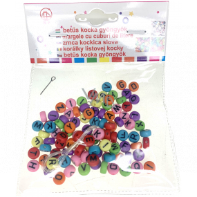 Decorative plastic beads with 2 mm hole, coloured letters 15 g