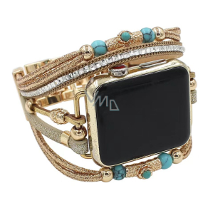 Apple Watch Strap Handmade Gold + Beads, size 38/40/41 mm