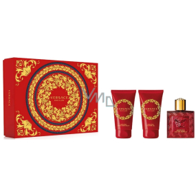 Versace Eros Flame Eau de Parfum 50 ml + After Shave Balm 50 ml + Shower Gel 50 ml, gift set for men