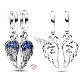 Charm Sterling silver 925 Shimmering split angel wings 2in1, bracelet pendant symbol