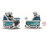 Charm Sterling silver 925 Disney Ice Kingdom Elsa and Anna in the sleigh, bead on bracelet movie