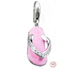Charm Sterling silver 925 Jacket - pink slippers, lobster clasp pendant on bracelet symbol