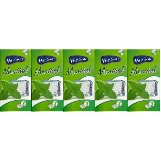 Big Soft Menthol handkerchiefs 3 layers perfumed with the scent of menthol 10 x 10 pieces