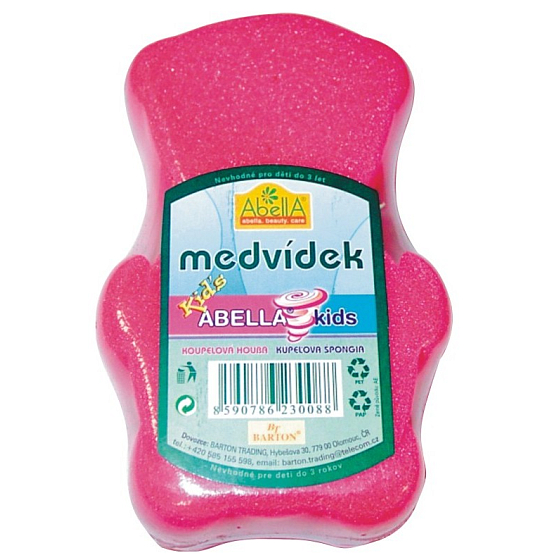 Abella Medvídek Kids bath sponge for children, various colors, 12 cm, 1 piece