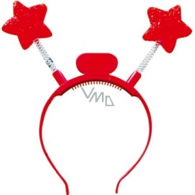 Shining headband with LED stars red 1 piece