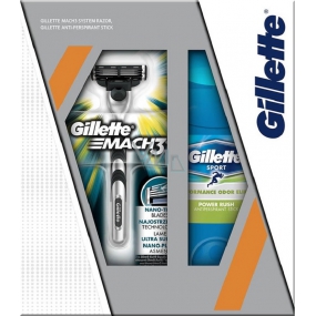 Gillette Mach3 razor + Power Rush antiperspirant stick for men 48 ml, cosmetic set, for men