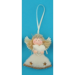Angel plush gold heart for hanging 10 cm