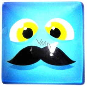 Nekupto Magnet Emoji Smiley square blue, mustache 4 x 4 cm