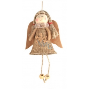 Jute angel with a star for hanging 13 cm No.3