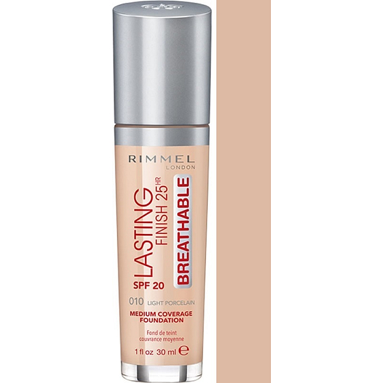 Rimmel London Lasting Finish Breathable Foundation Makeup 010 Light Porcelain 30 ml