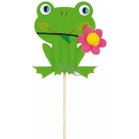 Frog sitting with a flower recess 7 cm + skewers
