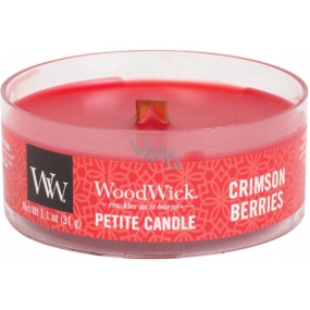 WoodWick Crimson Berries - Rowanberries with spices scented candle with wooden wick petite 31 g