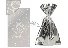 Angel Silver bag with white angel 20 x 35 cm