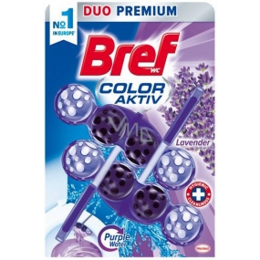 Bref Color Aktiv Lavender WC block for hygienic cleanliness and freshness of your toilet, colors the water in a purple shade 2 x 50 g