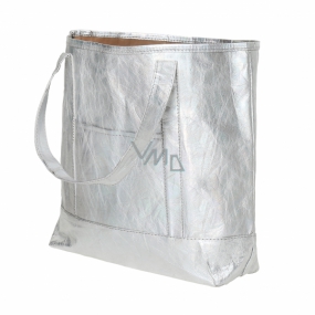Albi Eco handbag made of washable lamination paper - silver 30 cm x 38 cm x 10.5 cm