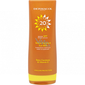 Dermacol Sun Water Resistant Milk Flip-top SPF20 waterproof emollient suntan lotion 200 ml