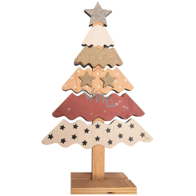 Wooden Christmas tree with polka dots 24 cm