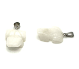 Quartz white Frog for luck pendant natural stone approx. 20 x 15 mm, the most perfect healer