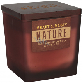Heart & Home Nature Amber wood and vetiver scented candle large glass, burning time up to 40 hours 210 g