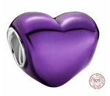 Charm Sterling silver 925 Metallic purple heart bead bracelet love