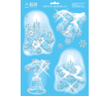 Arch Christmas sticker, window film without adhesive Candles and bells 35 x 25 cm