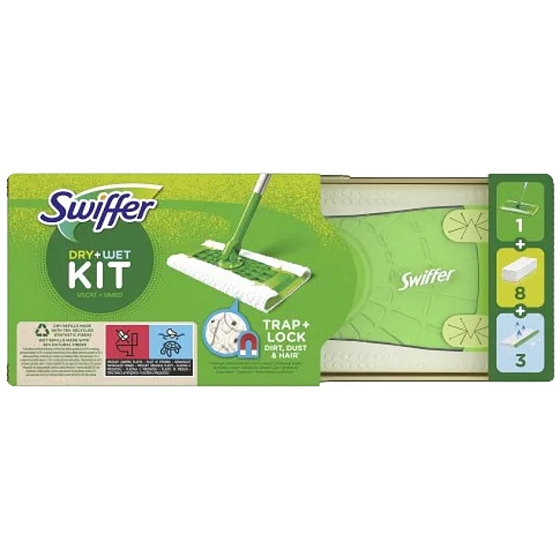 Swiffer Kit mop + replacement floor dusters 8 pieces + cleaning cloths 3 pieces, set