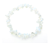 Opalite white bracelet elastic chopped, synthetic stone 19 cm, wishing and hope stone