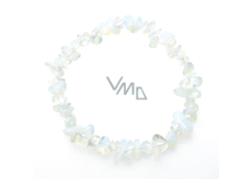 Opalite white bracelet elastic chopped, synthetic stone 19 cm, wishing and hope stone