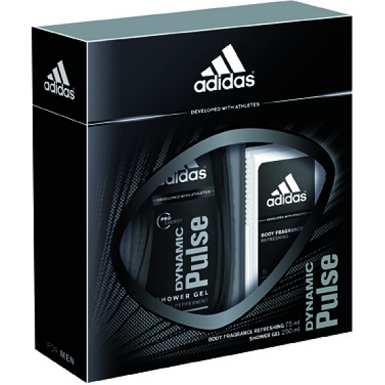 Adidas Dynamic Pulse perfumed deodorant glass for men 75 ml + shower gel 250 ml, cosmetic set
